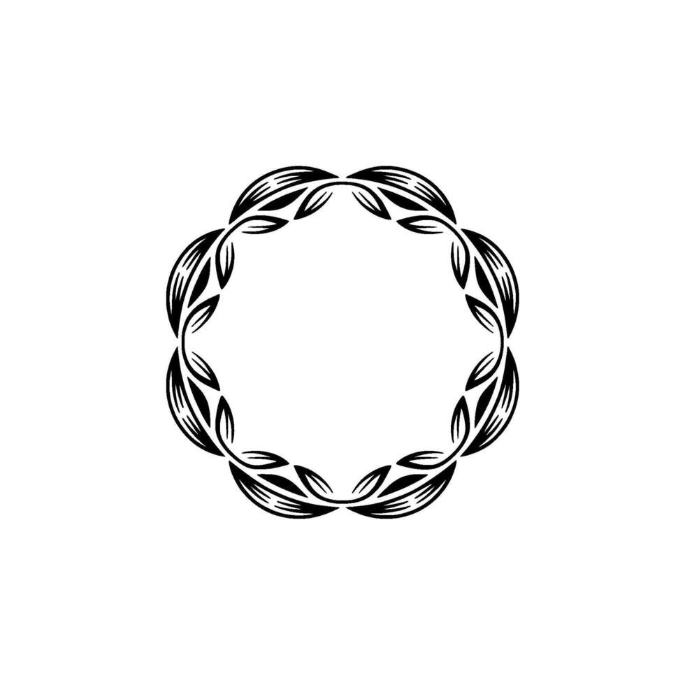 Floral Frame Monochromatic Element vector