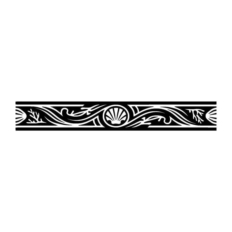 Art Deco Sea Shell Border , Black and White, Elegant vector