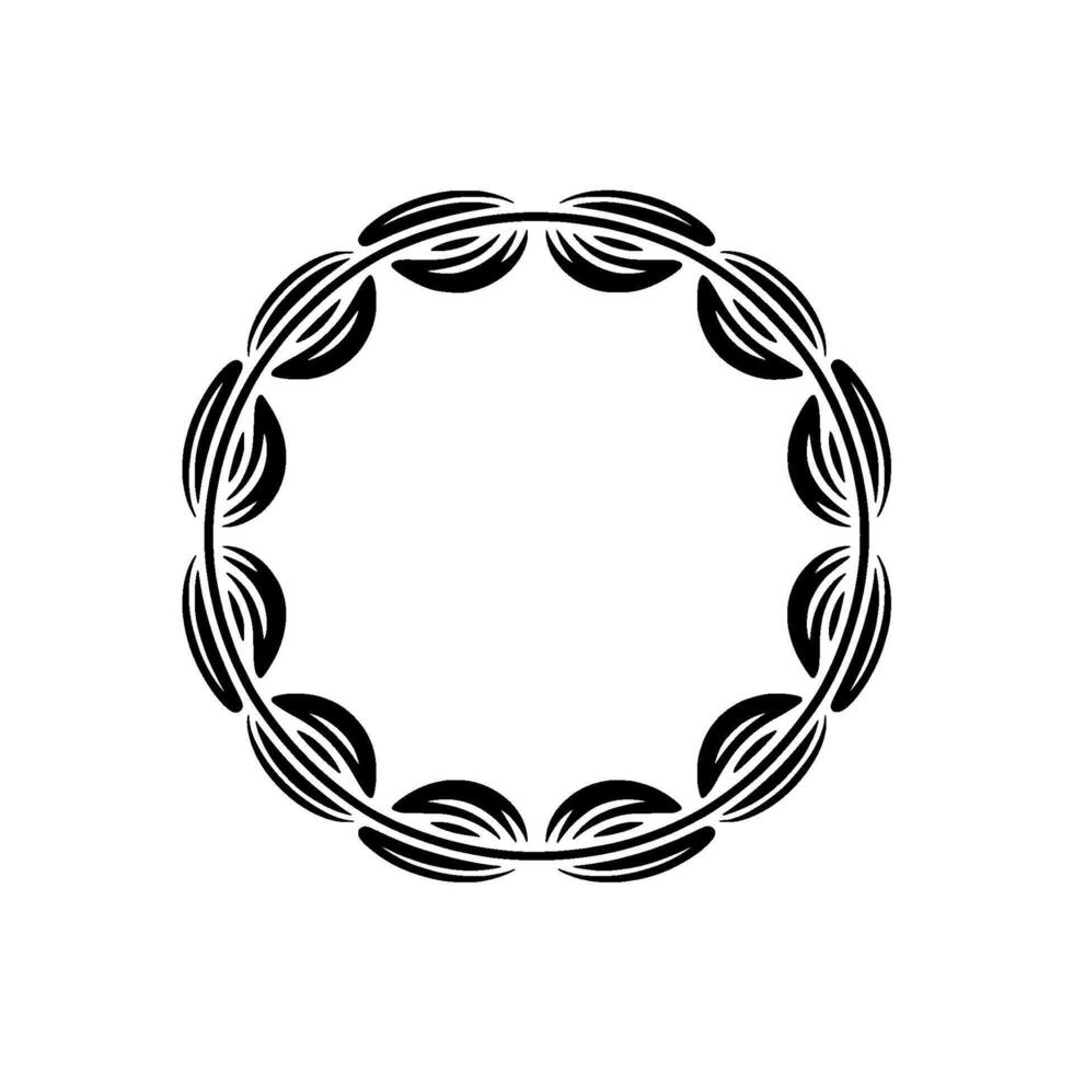 Elegant Black, Leaf Wreath on White Background vector