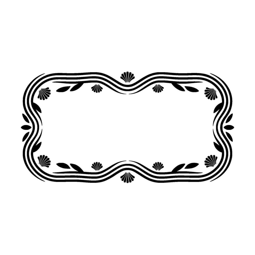 Elegant Black White Decorative Frame, Botanical Element vector
