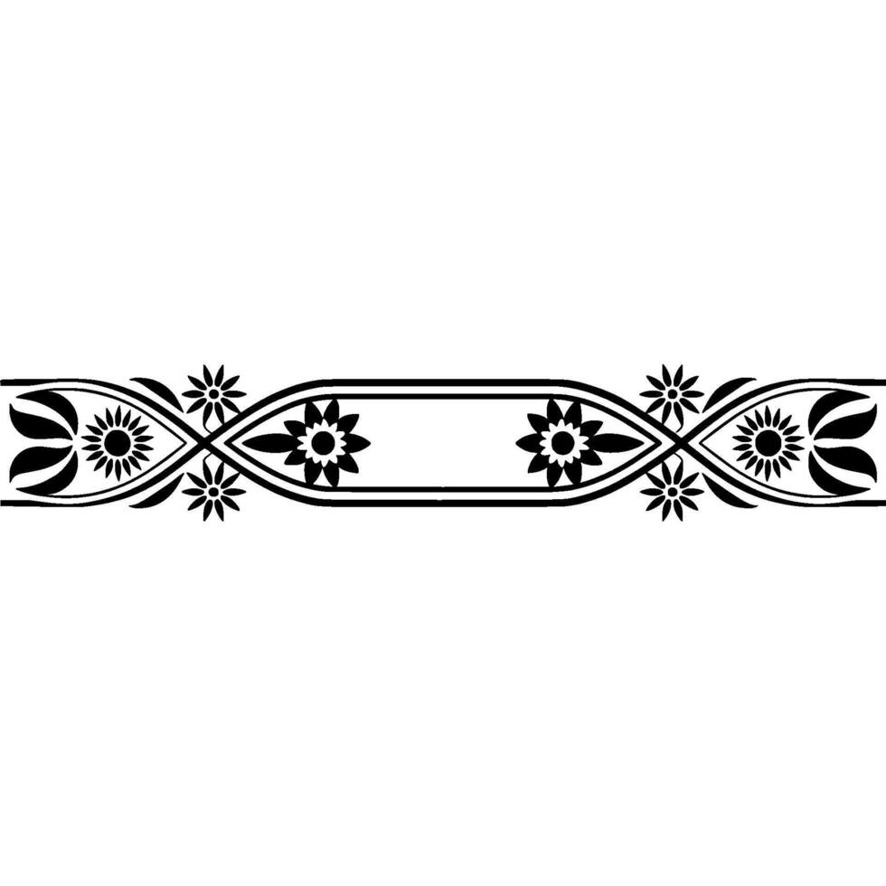 Floral Border Ornament, Black and White , Elegant vector