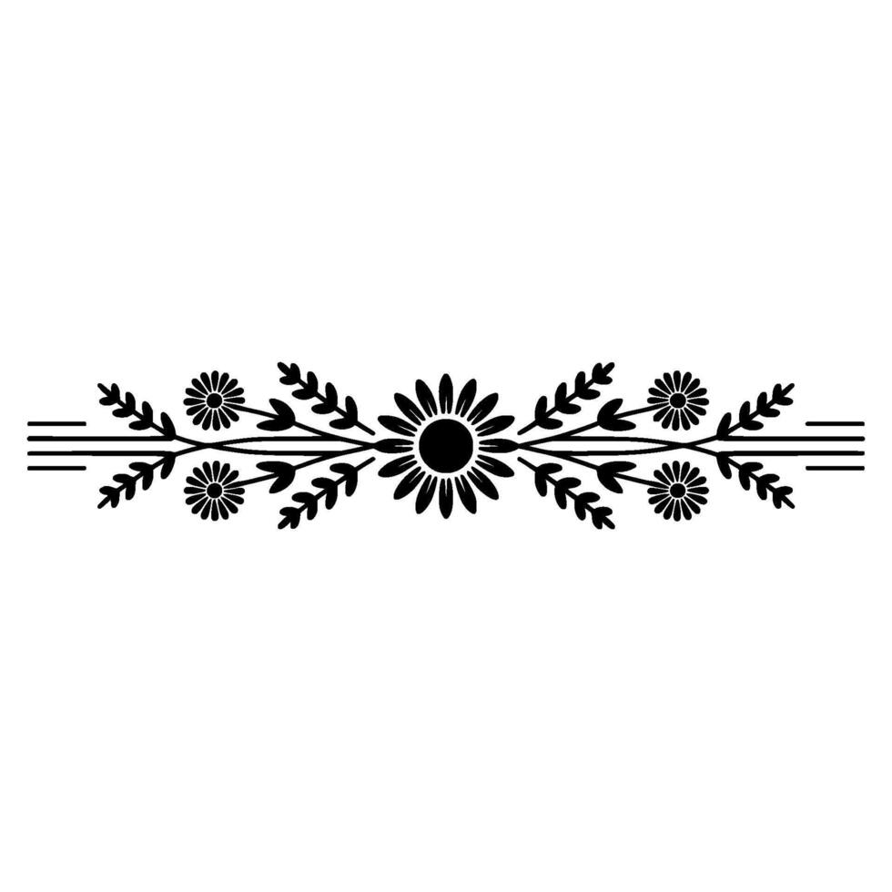 Floral Border in Black White, Minimalist vector