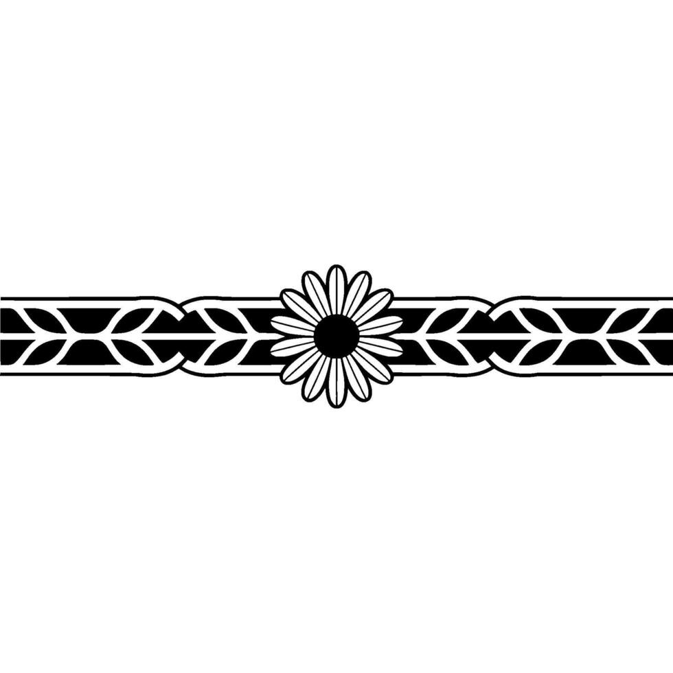 Daisy Flower and Ornamental Border, Black and White vector