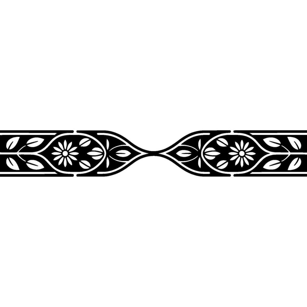Minimalist Floral Border , Elegant Black and White, Isolated vector