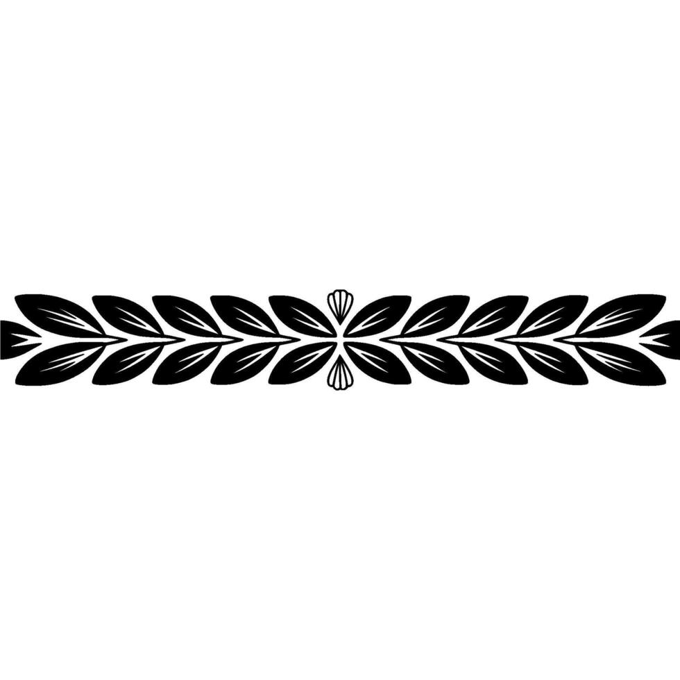 Black Leaf Border on White Elegant Element vector