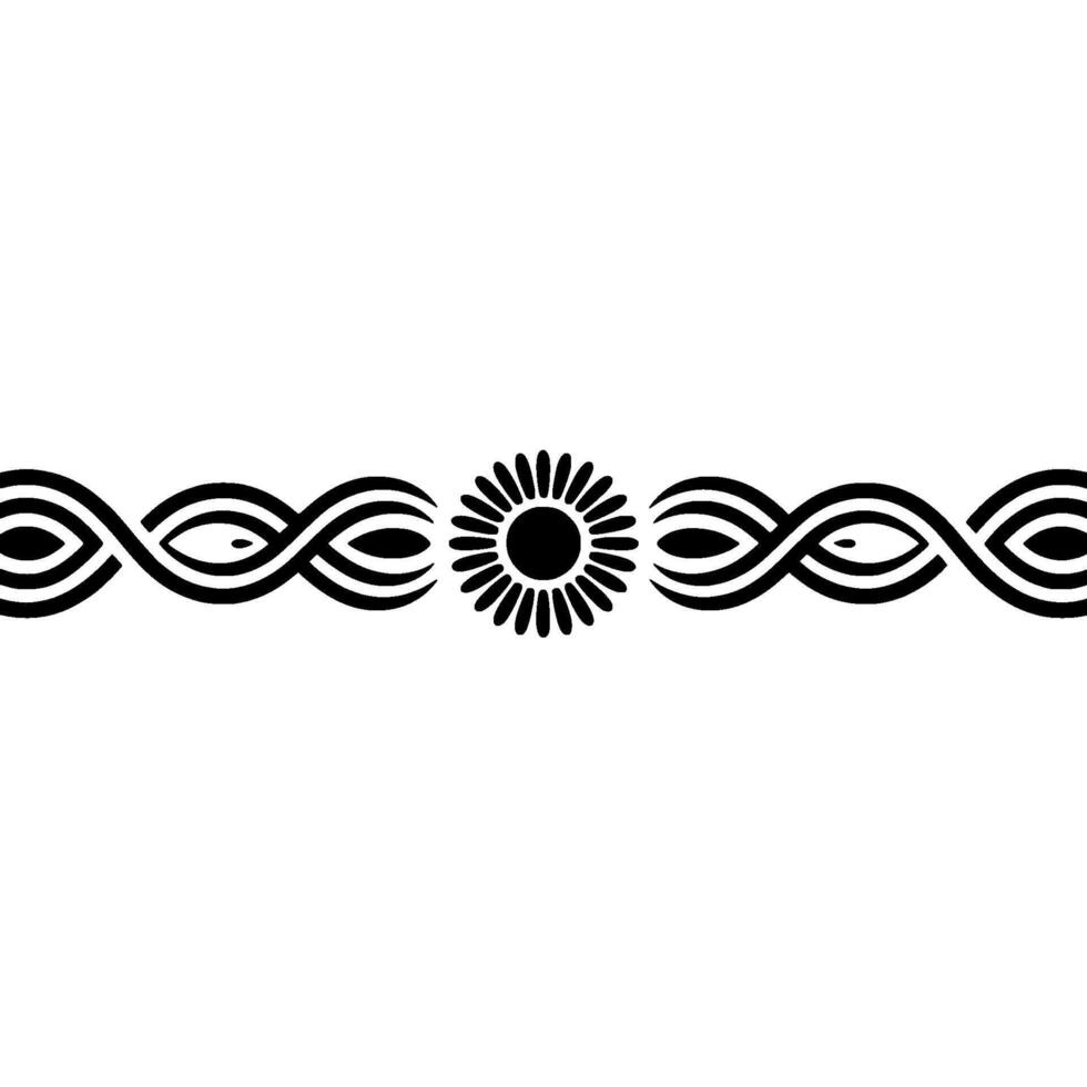 Minimalist Black Sunflower and Wavy Lines Border vector