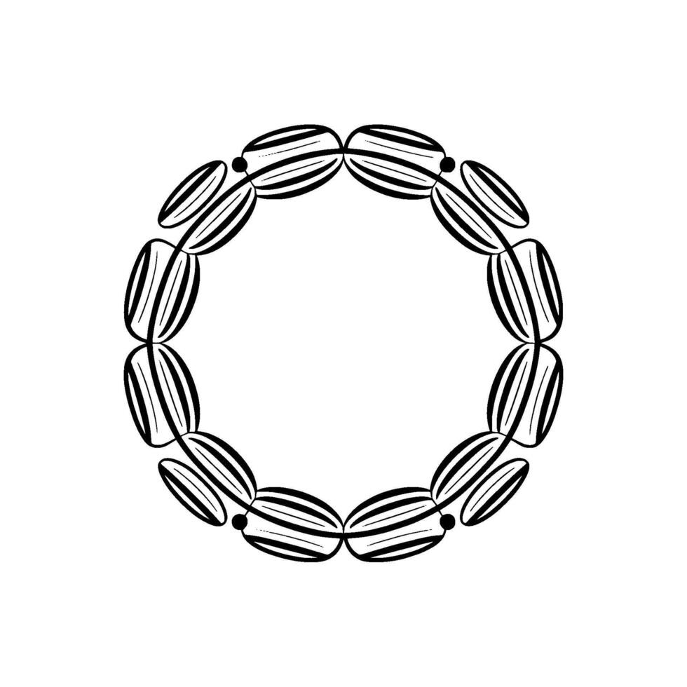 Abstract Black White Decorative Circular Frame, Minimalist vector