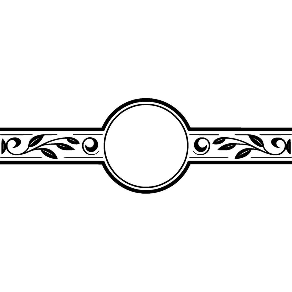 Minimalist Ornamental Circle Floral Border on White vector