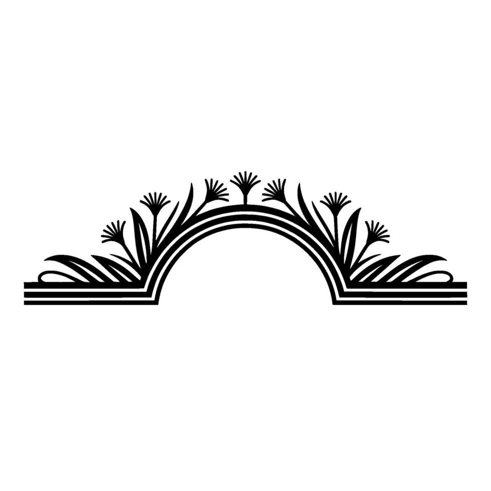 Art Deco Arch Floral Flourish on White Background vector