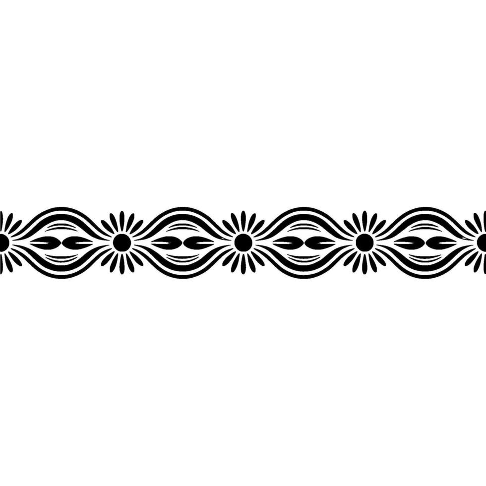 Ornate Black White Floral Border on White Background vector