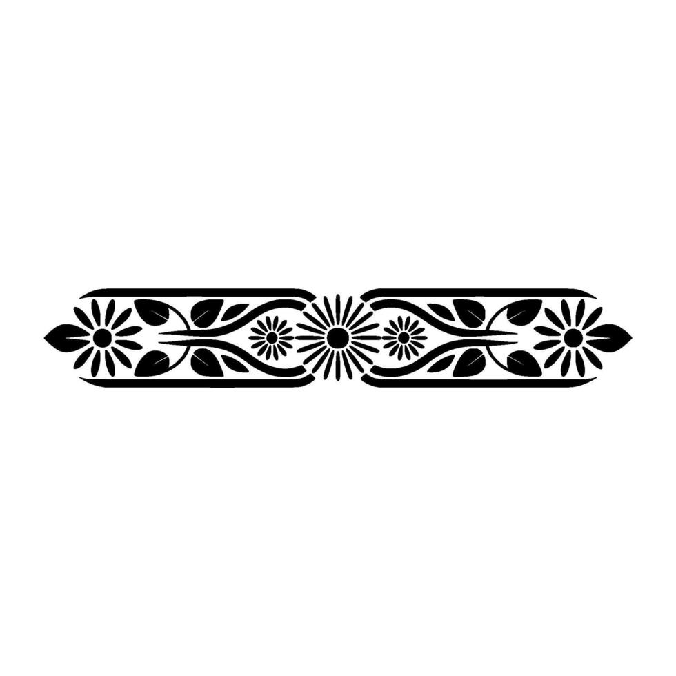 Floral Ornament Black White Decorative Border Element vector