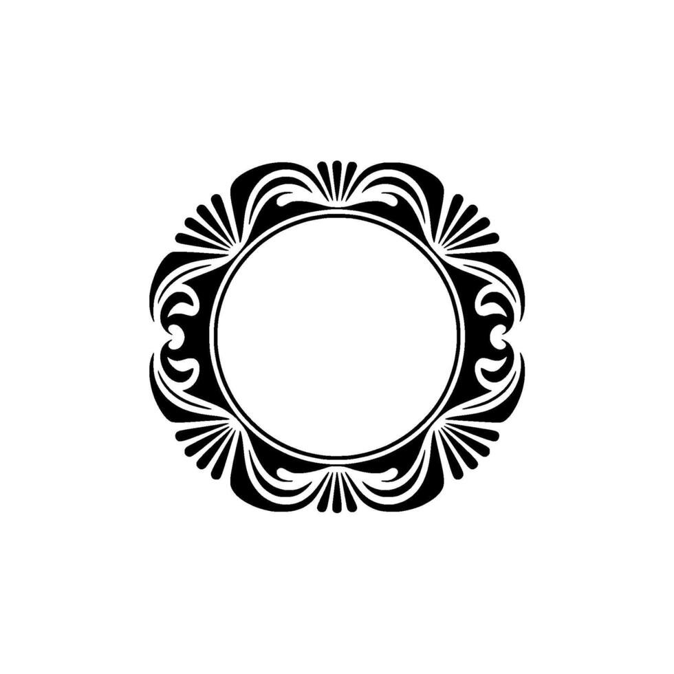 Elegant Black White Circular Frame , Flourish Ornament, Invitation Border vector