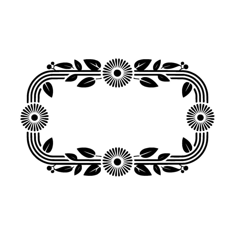 Elegant Floral Frame in Black White, Art vector