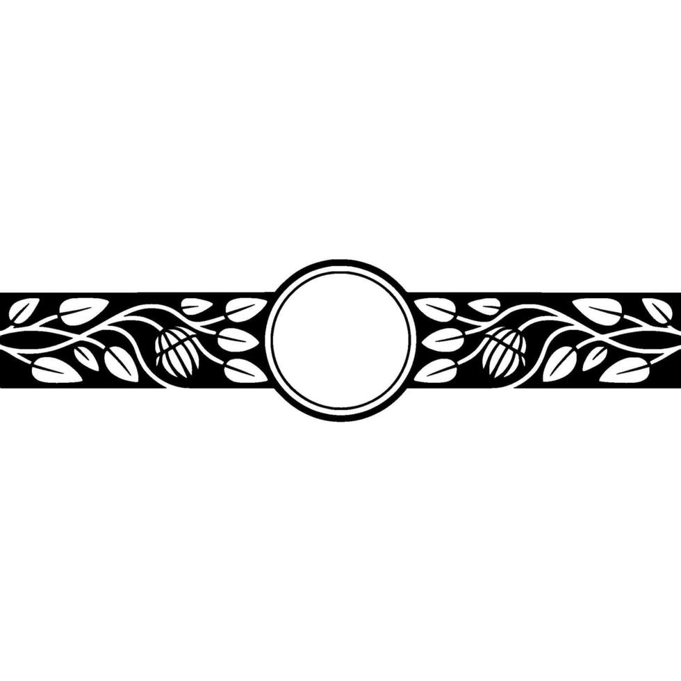 Art Nouveau Floral Ornament with Circular Frame, Minimalist vector