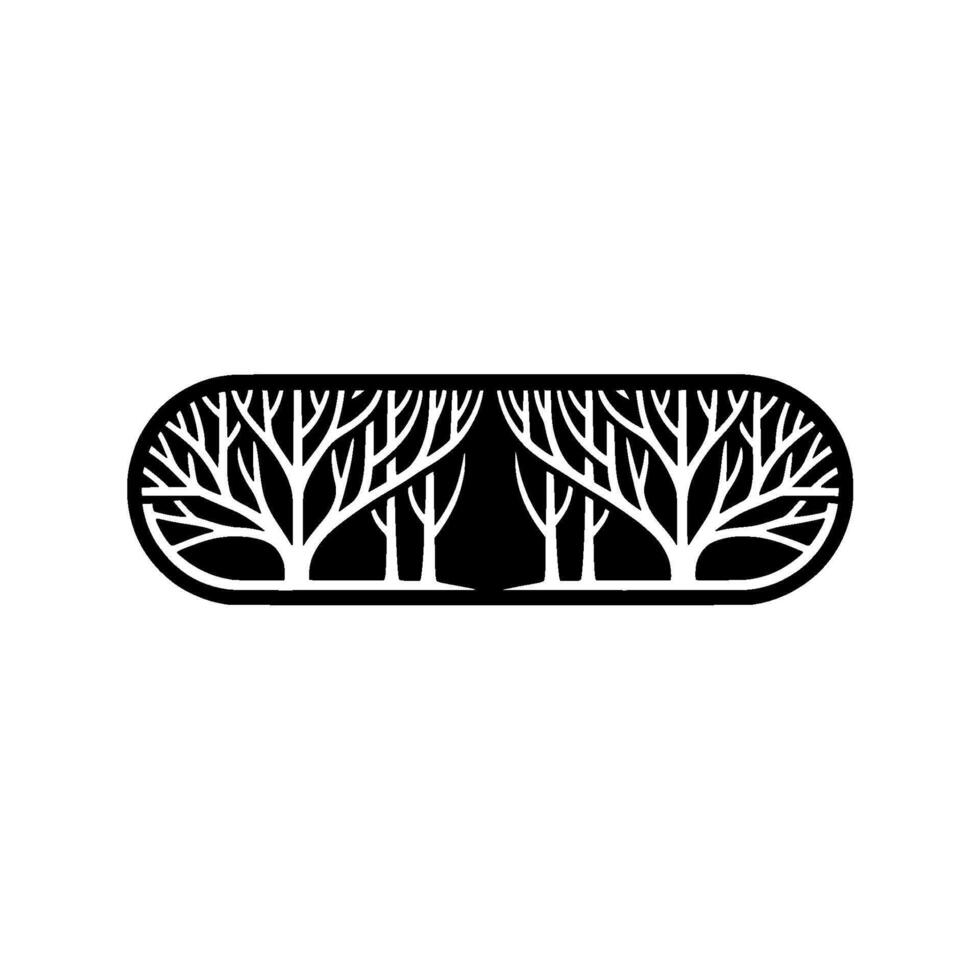 Minimalist Black White Tree Silhouette Illustration vector