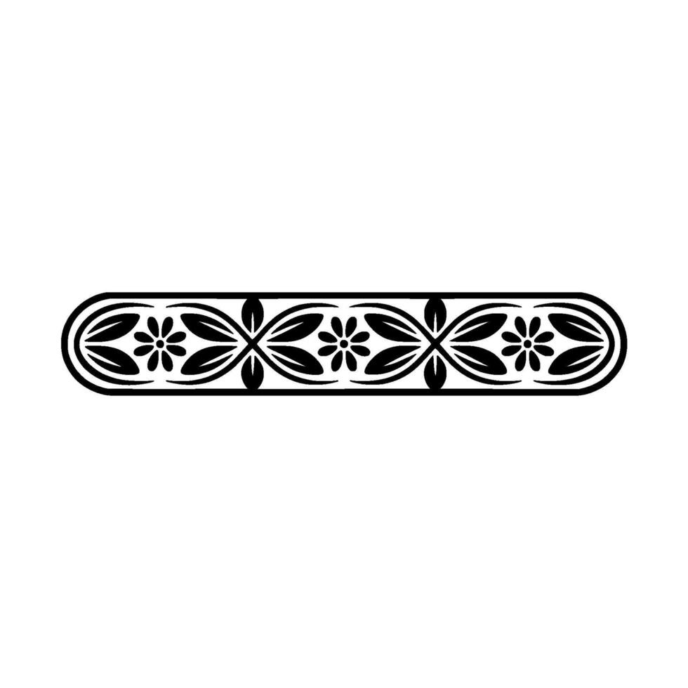 Minimalist Floral Border Elegant Decorative Element in Black White vector