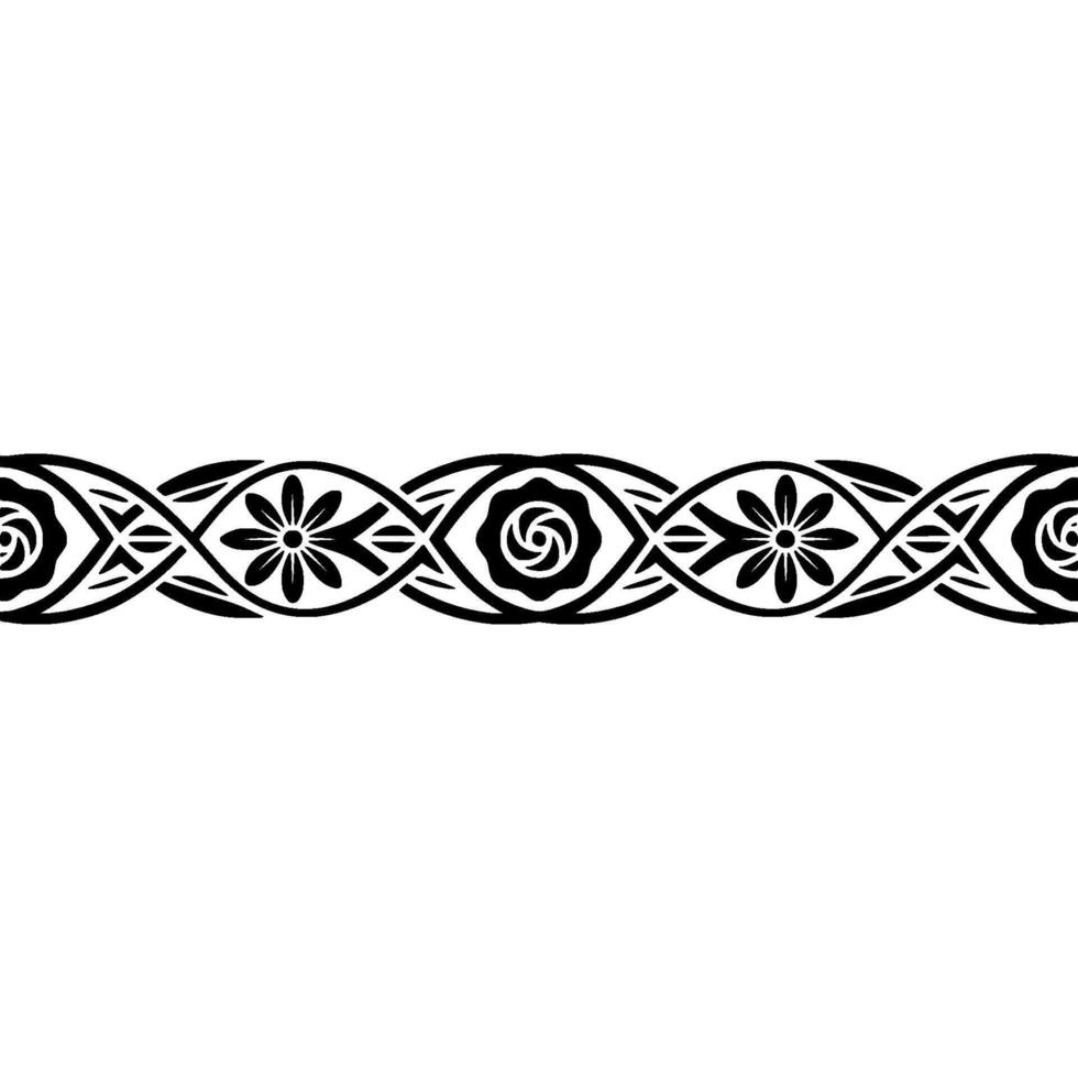 Floral Pattern Border - Black on White, Decorative Element vector