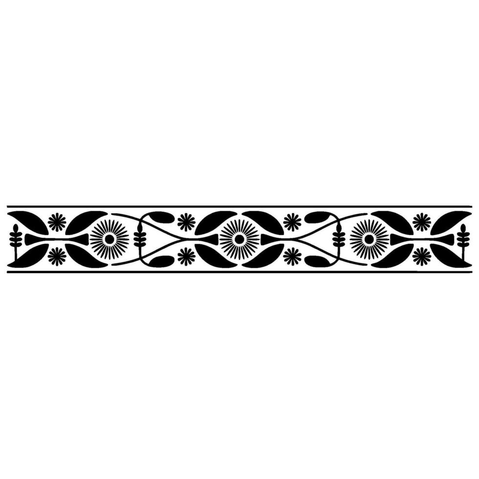 Elegant Floral Border in- Black- and White, Illustration vector