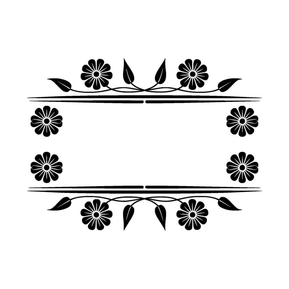 Floral Frame Black and White Decorative Element vector