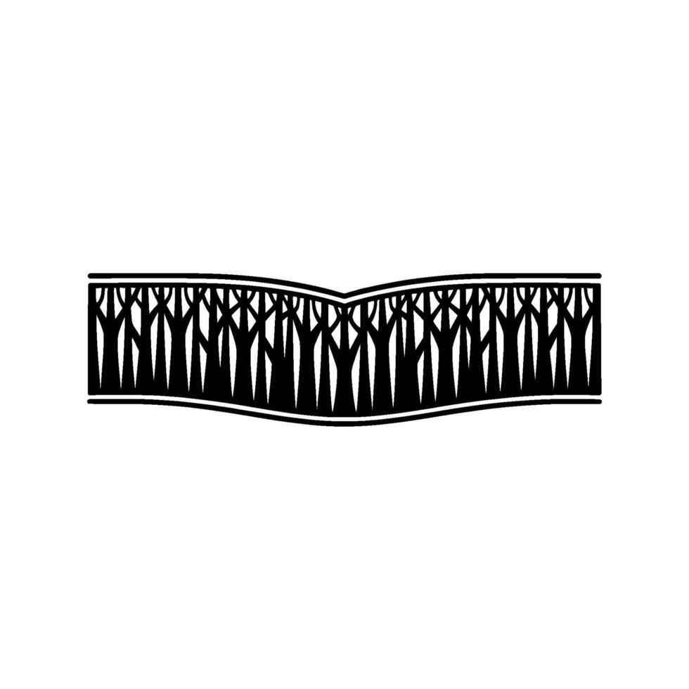 Minimalist Forest Silhouette Black Trees on White Background vector