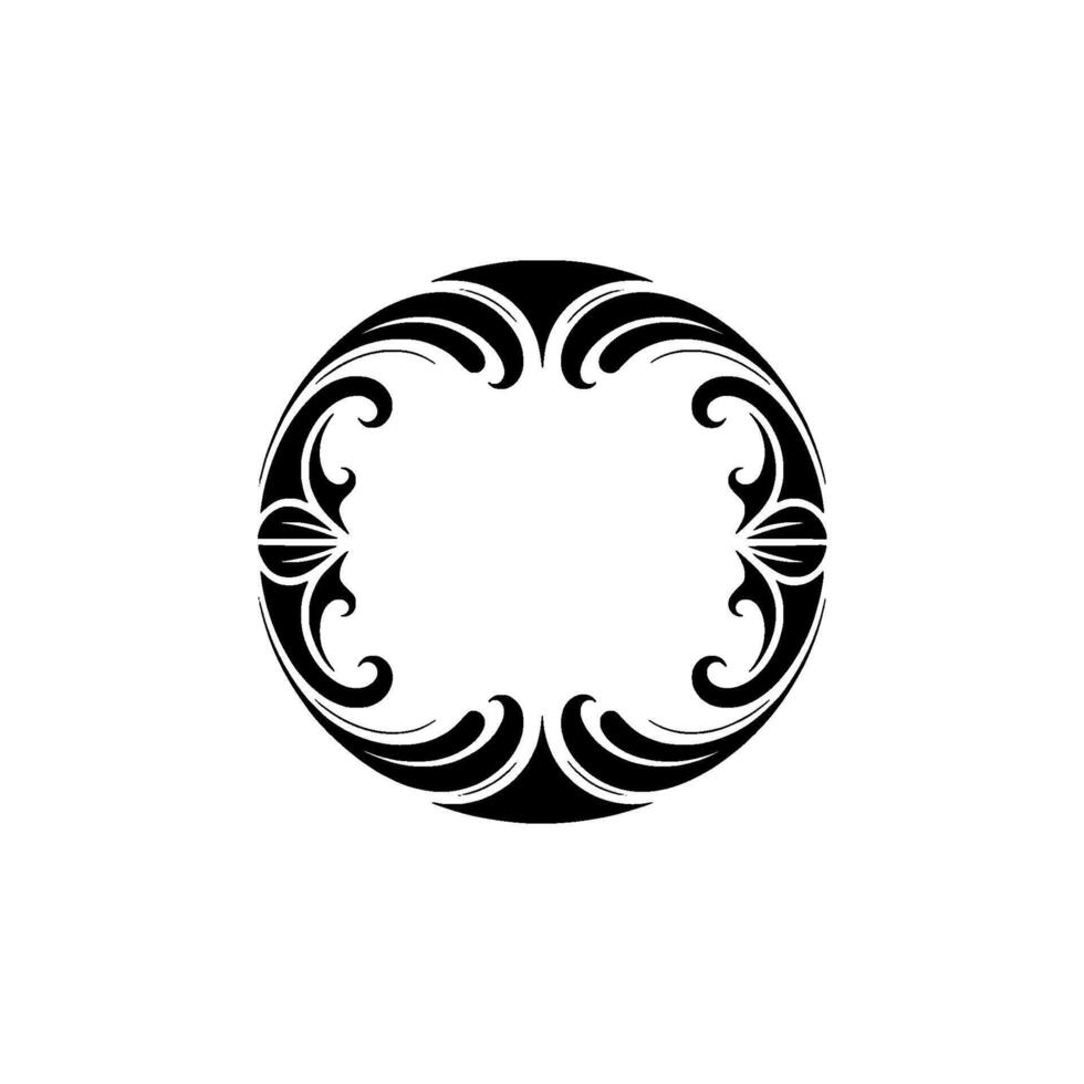 Black White Ornate Circular Frame on Neutral Background vector