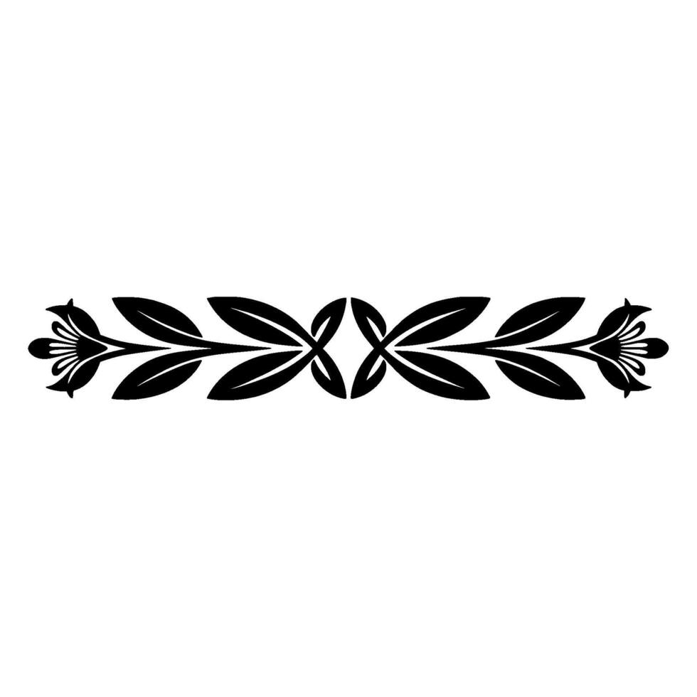 Elegant Floral Border Element in Black, Decorative Line Art vector
