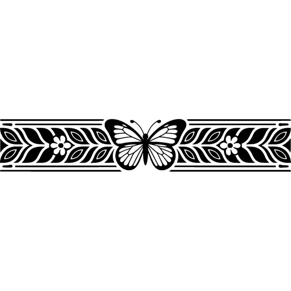 Elegant Black White Butterfly Border vector
