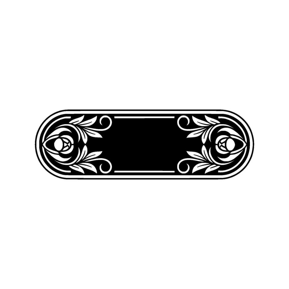 Elegant Black White Floral Frame, Art Deco vector