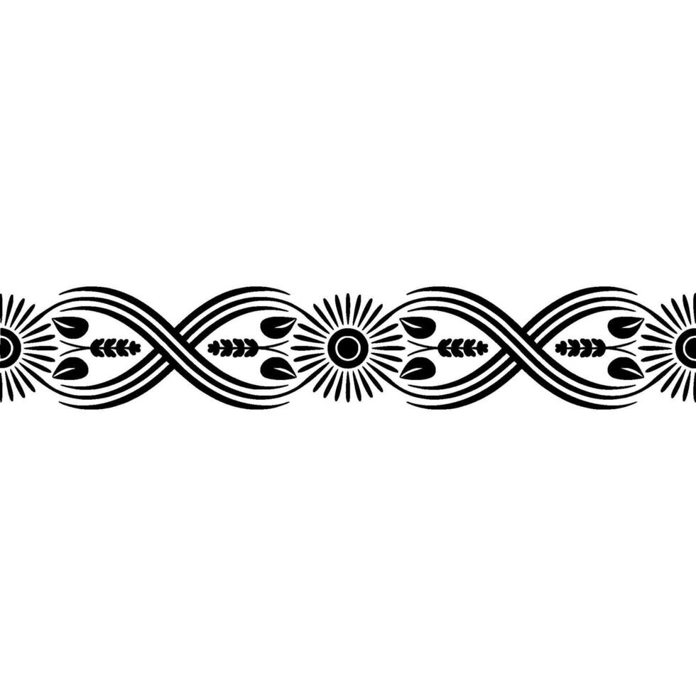 Elegant Black and White Floral Border- Element vector