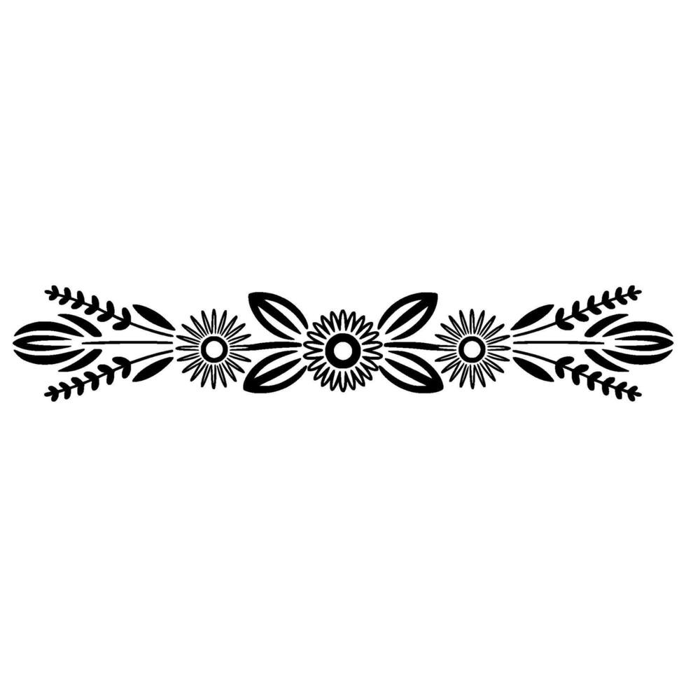 Black Floral- Border- on White Background vector