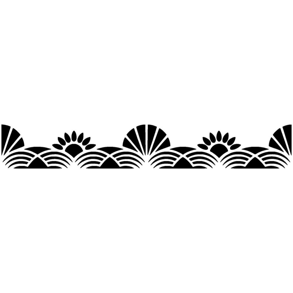 Minimalist Art Deco Border Sunburst and Wave vector