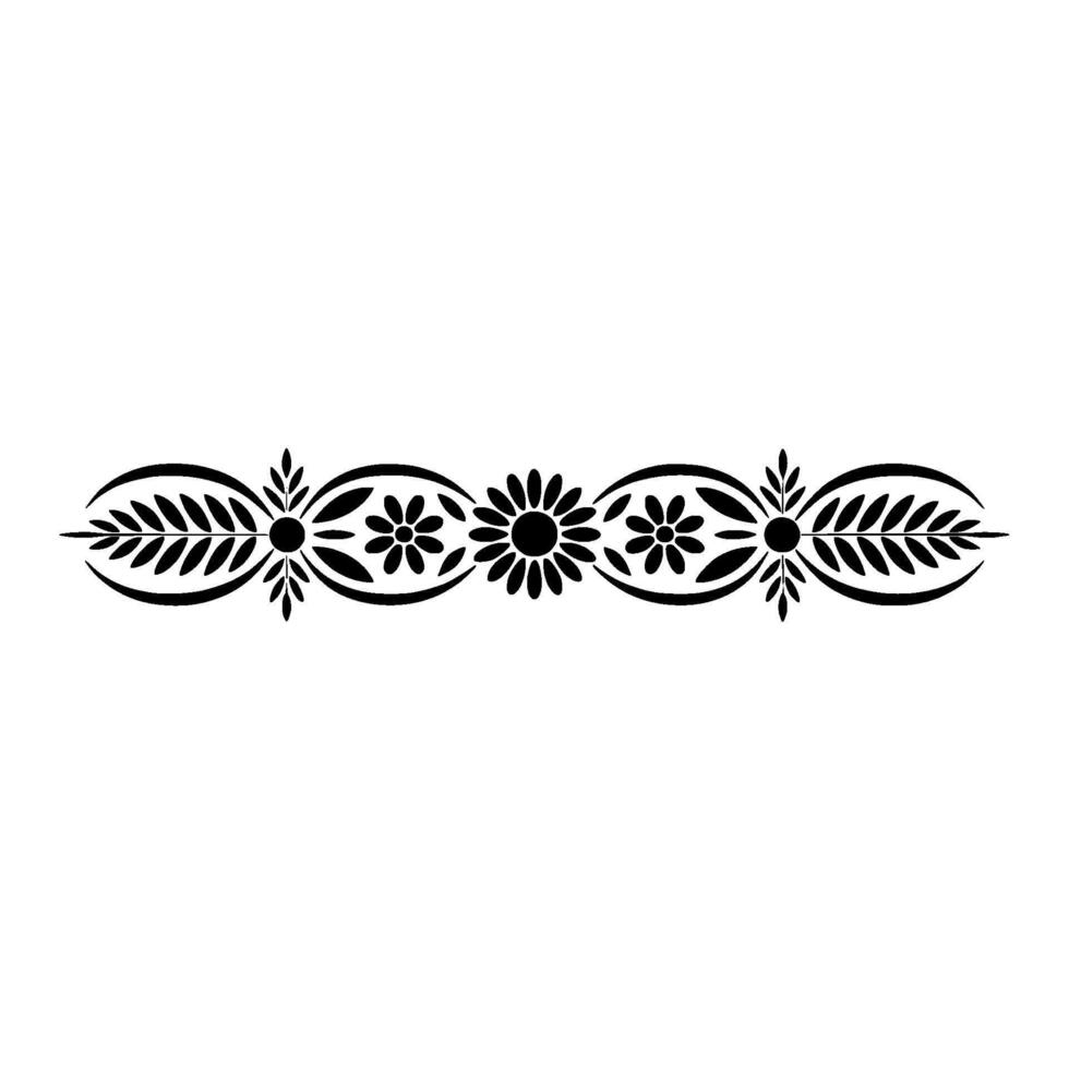 Floral Border Silhouette on White, Decorative Element vector