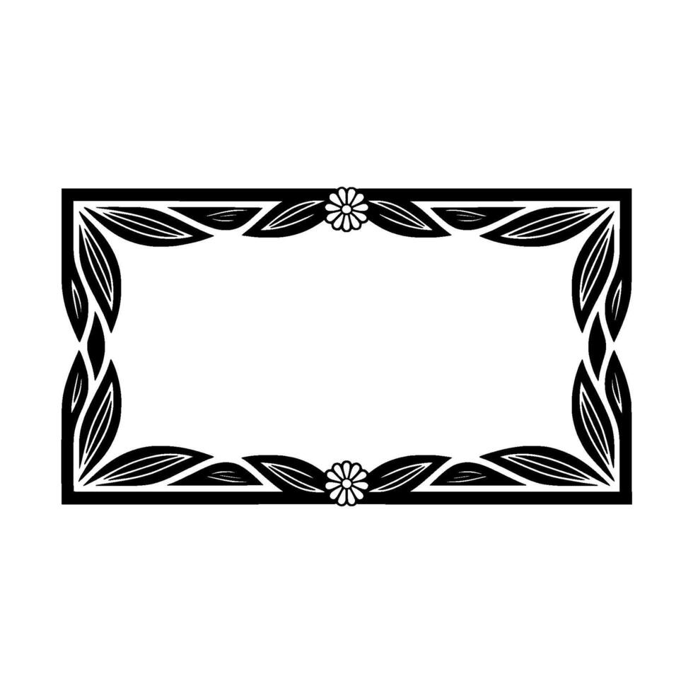 Elegant Black Floral Frame on White Background - Decorative Element vector