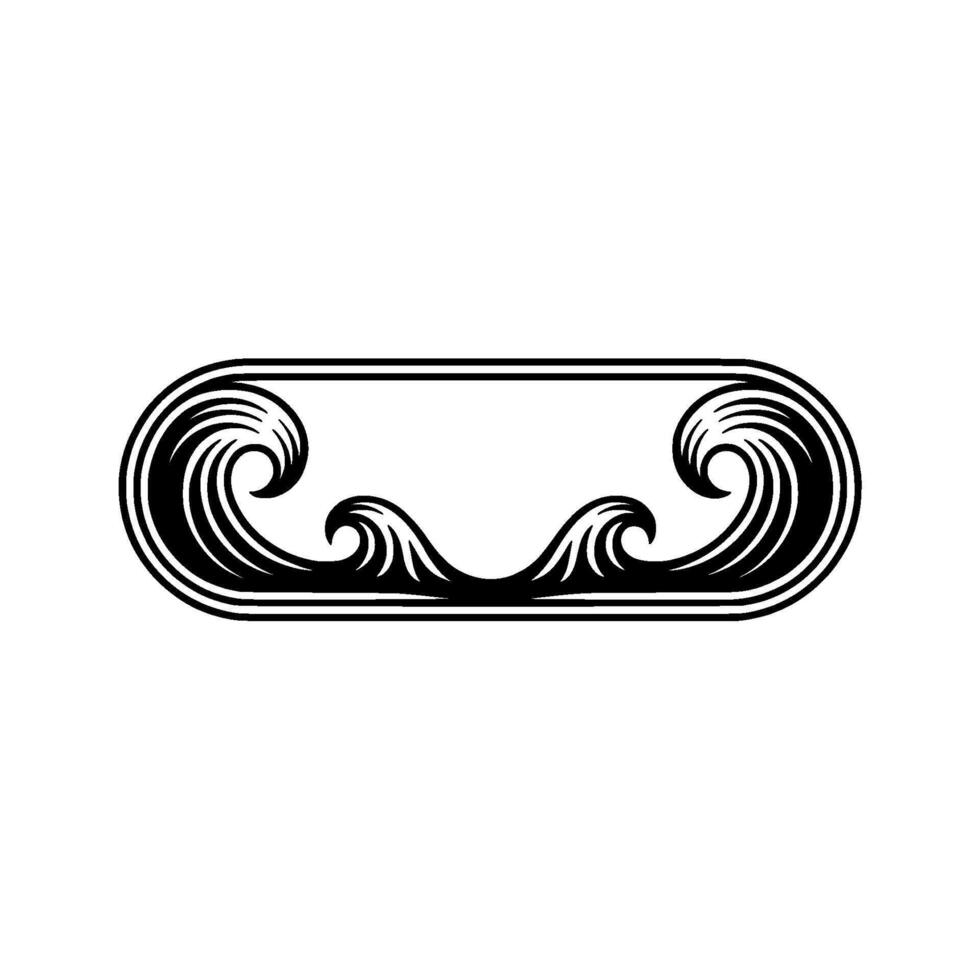 Decorative Wave Frame , Black and White, Minimalist Style vector