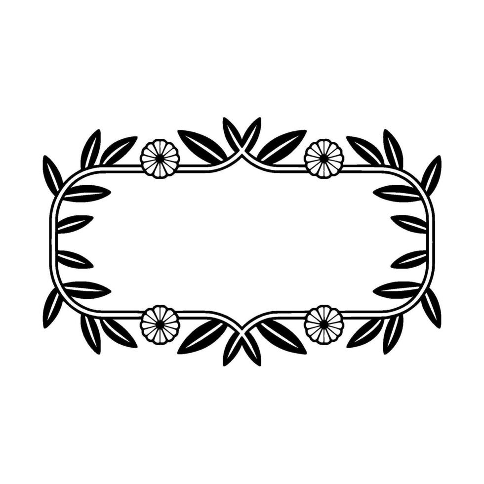 Elegant Floral Frame Illustration - Black White vector