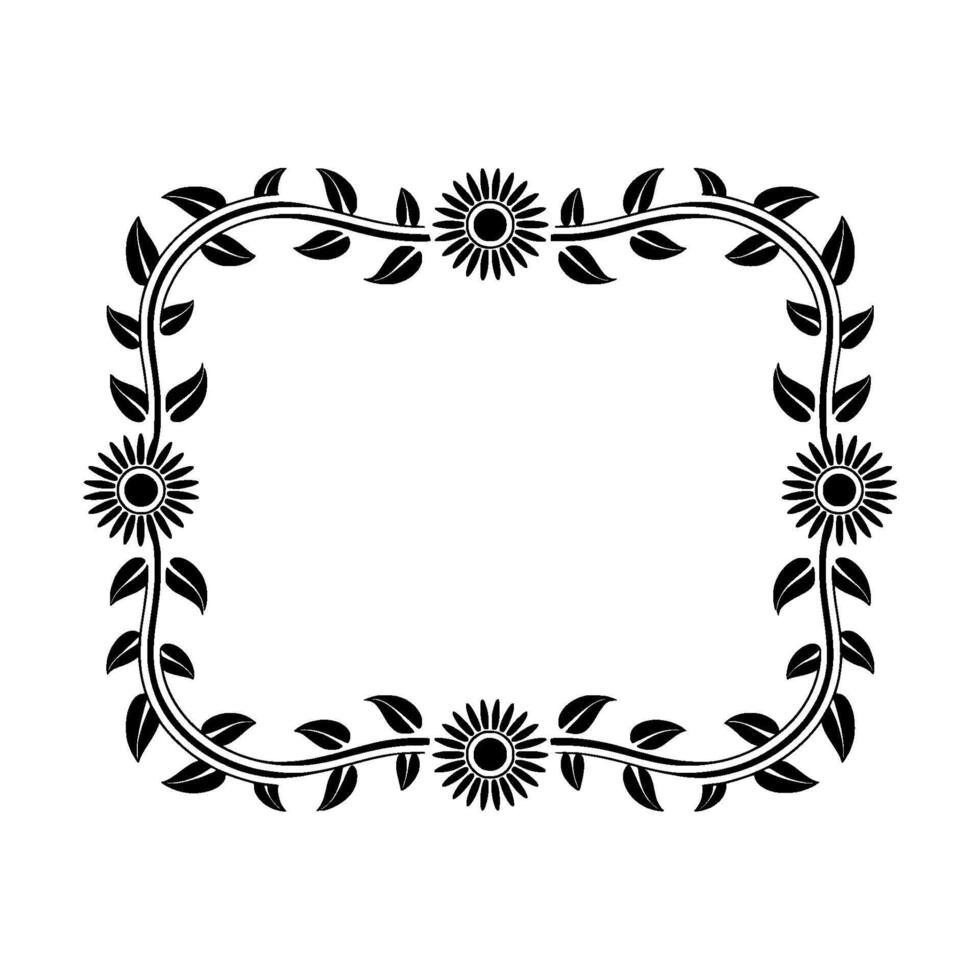 Floral Frame Silhouette Elegant , Black on White, Decorative Element vector