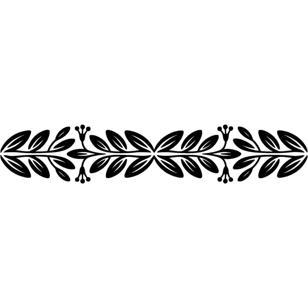 Elegant Black Leaf Border- Ornament on White Background vector