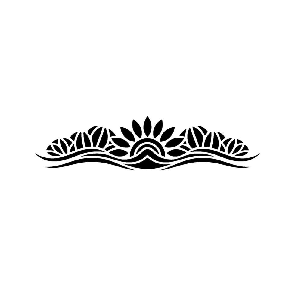 Abstract Floral Silhouette Border on White, Minimalist Element vector