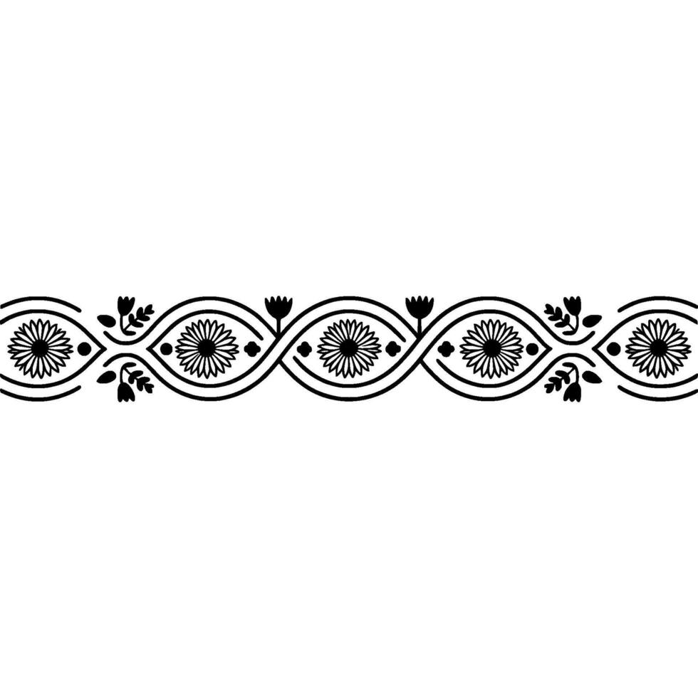 Elegant Floral Border, , Black and White, Minimalist vector