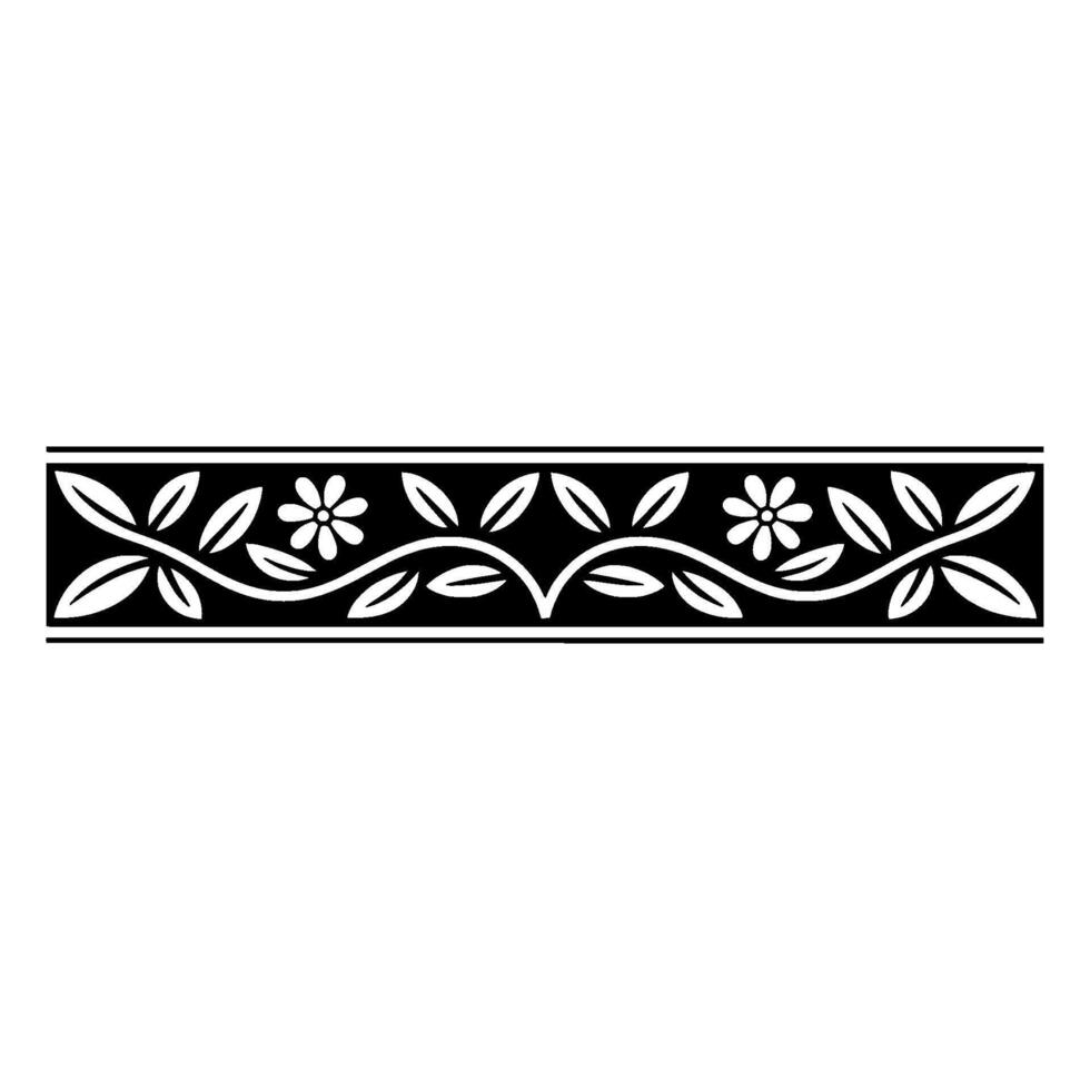 Elegant Floral Border Monochrome, Decorative, Seamless vector