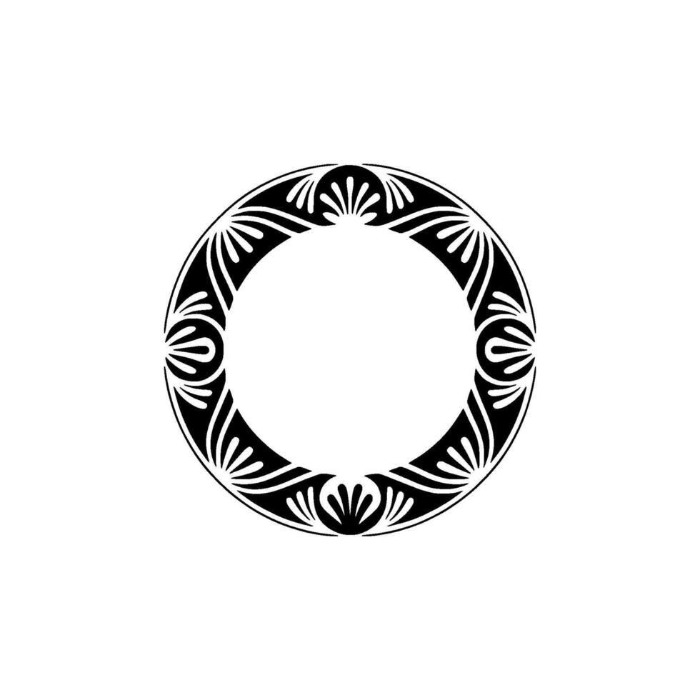 Elegant Black, and White Floral Circle Frame on White Background vector