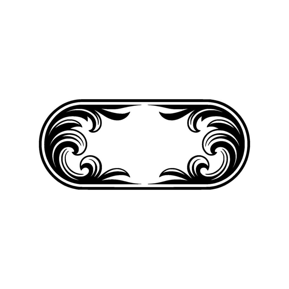 Elegant Black White Ornate Oval Frame vector
