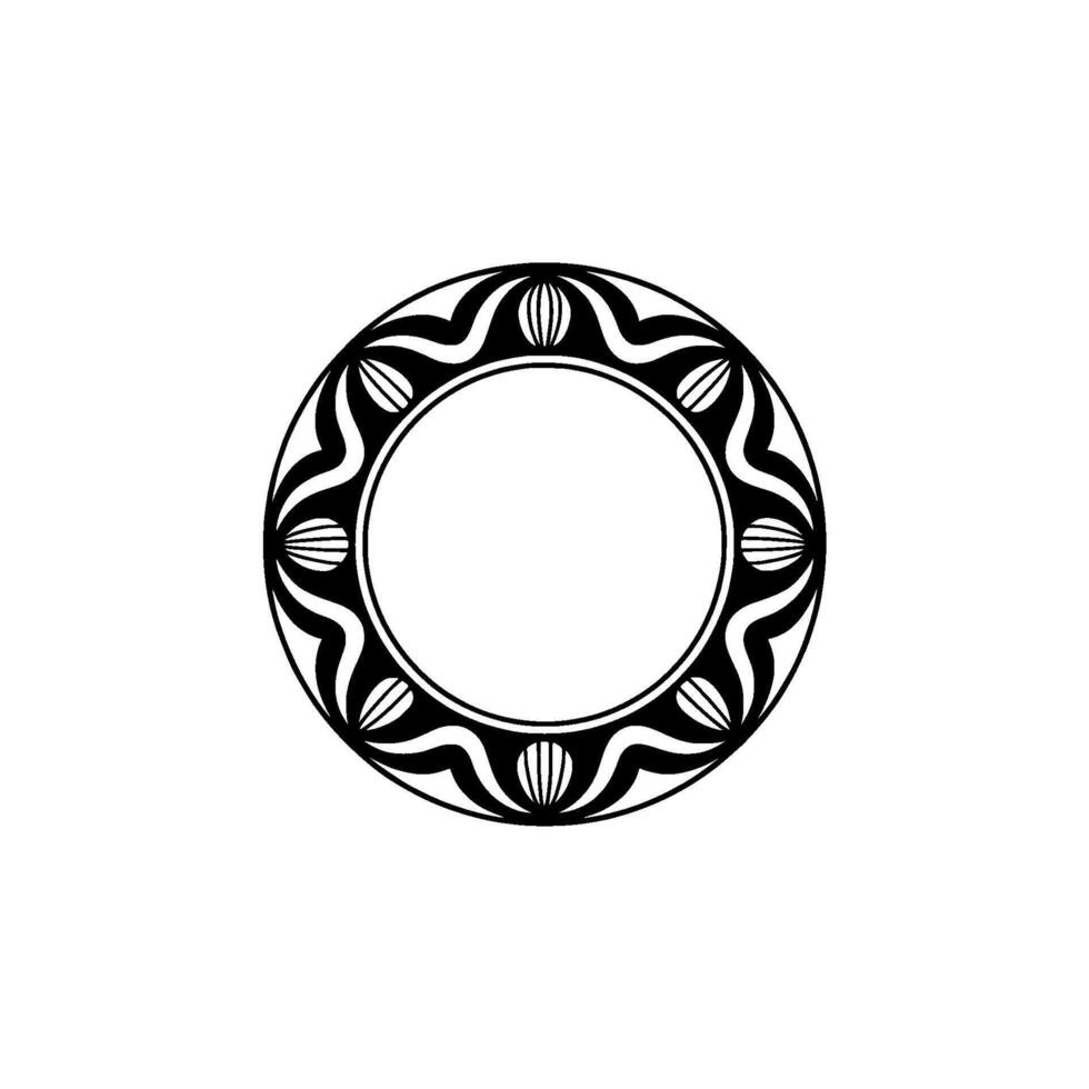 Elegant Geometric Frame with Abstract Floral , Black and White vector