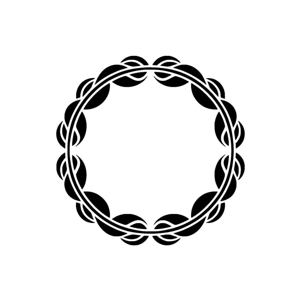 Elegant Black Leafy Circle Frame on White Background vector
