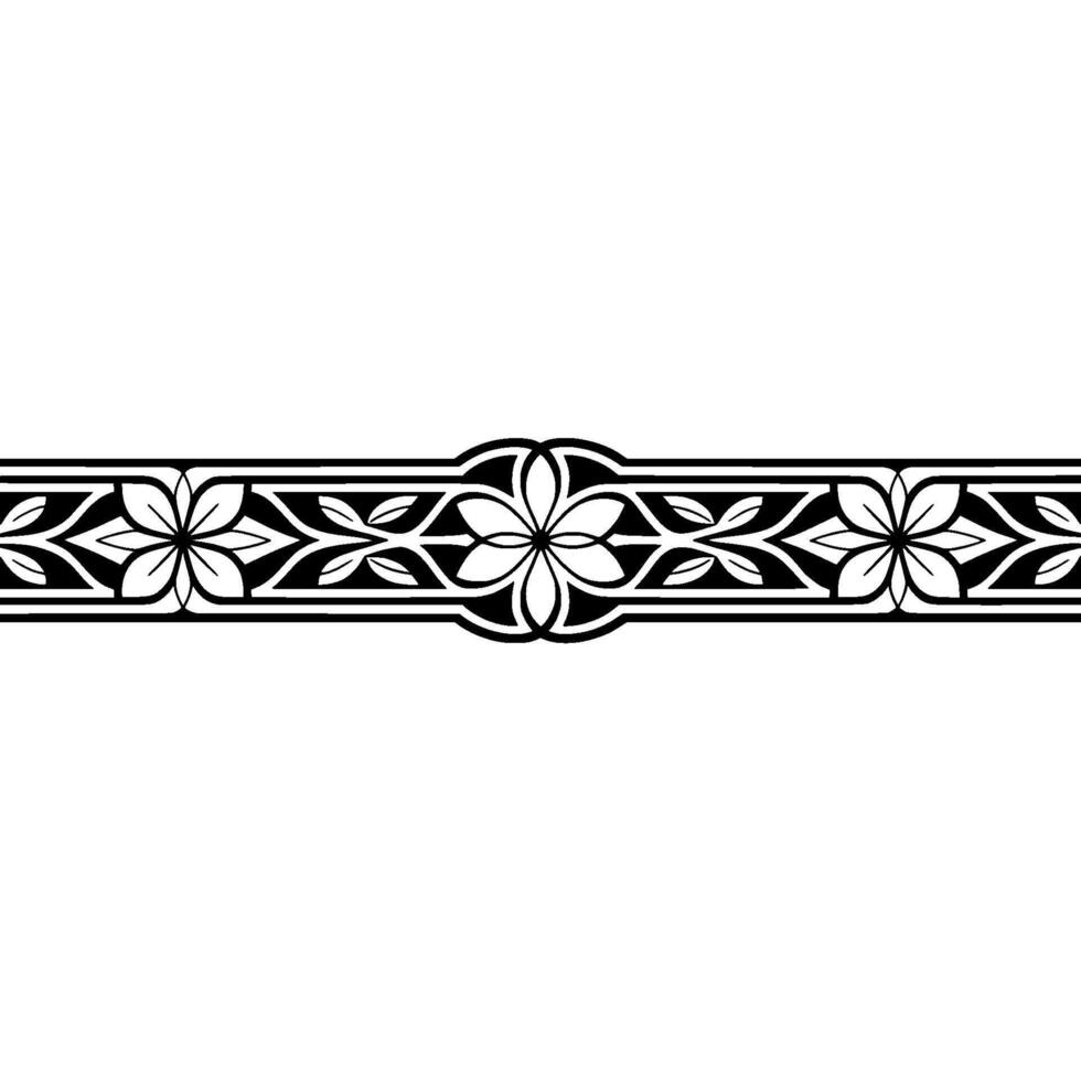 Black Floral Border on White Background - Elegant Motif vector
