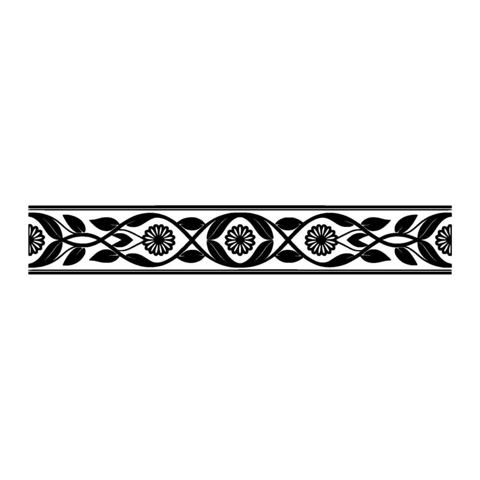 Elegant Floral, Border , Black White vector