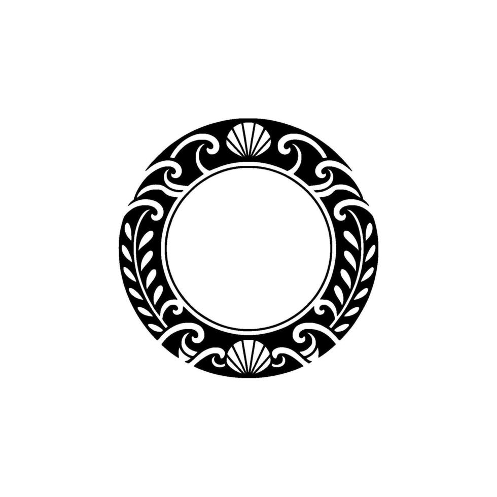 Elegant Circular Frame with Floral and Seashell Elements - Decorative vector