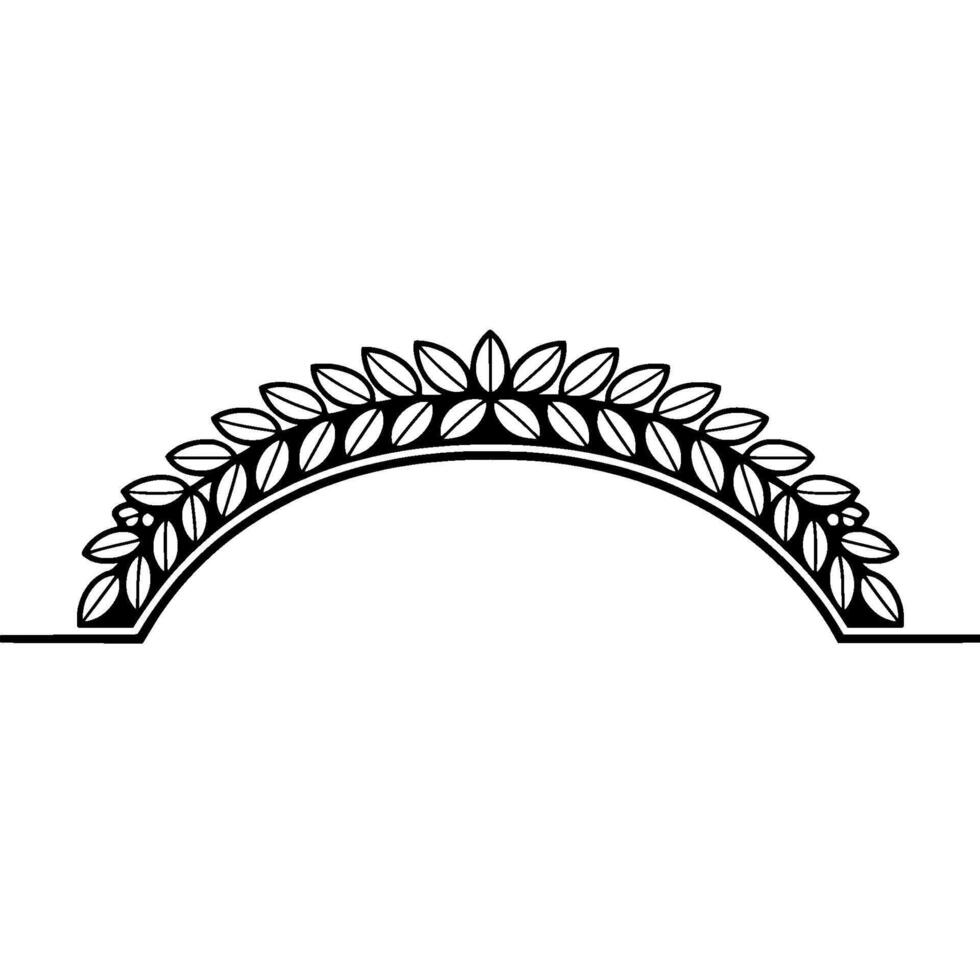 Elegant Black Laurel Wreath Frame, Minimalist on White Background vector