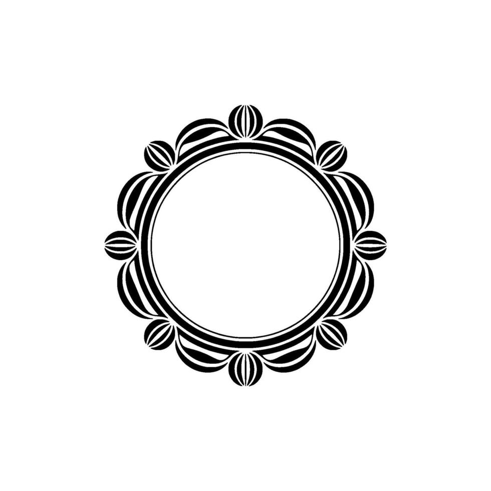 Elegant Circular Frame with Ornate Black White Details vector