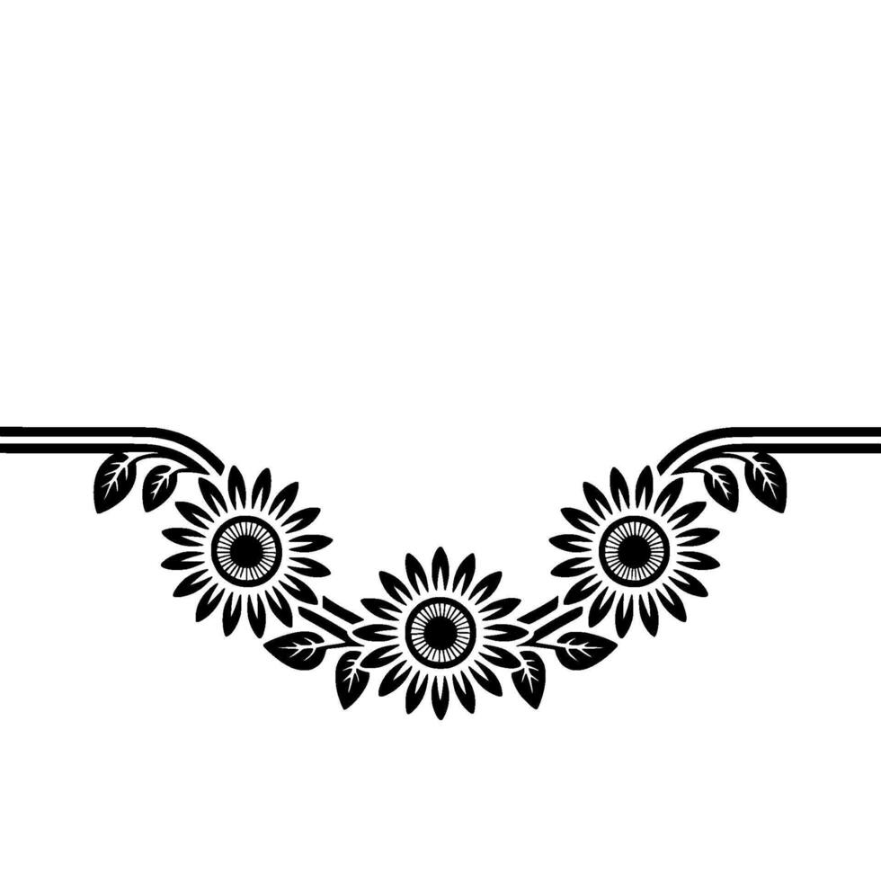 Black Floral Border on White, Background vector